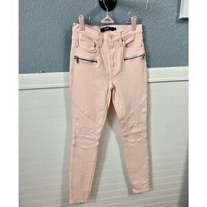 Hudson Los Angeles Women’s Barbara High Waist Pink Skinny Jeans Pearl Pink